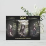 Graduation party anouncement inviatation 3 Photo collage minimalist invite