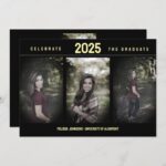 Graduation party anouncement inviatation 3 Photo collage minimalist invite