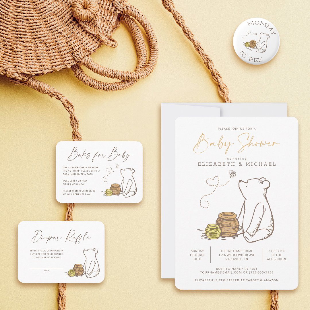 Classic Winnie the Pooh Baby Shower Invitation 2 Classic Winnie the Pooh Baby Shower Invitation - Image 2